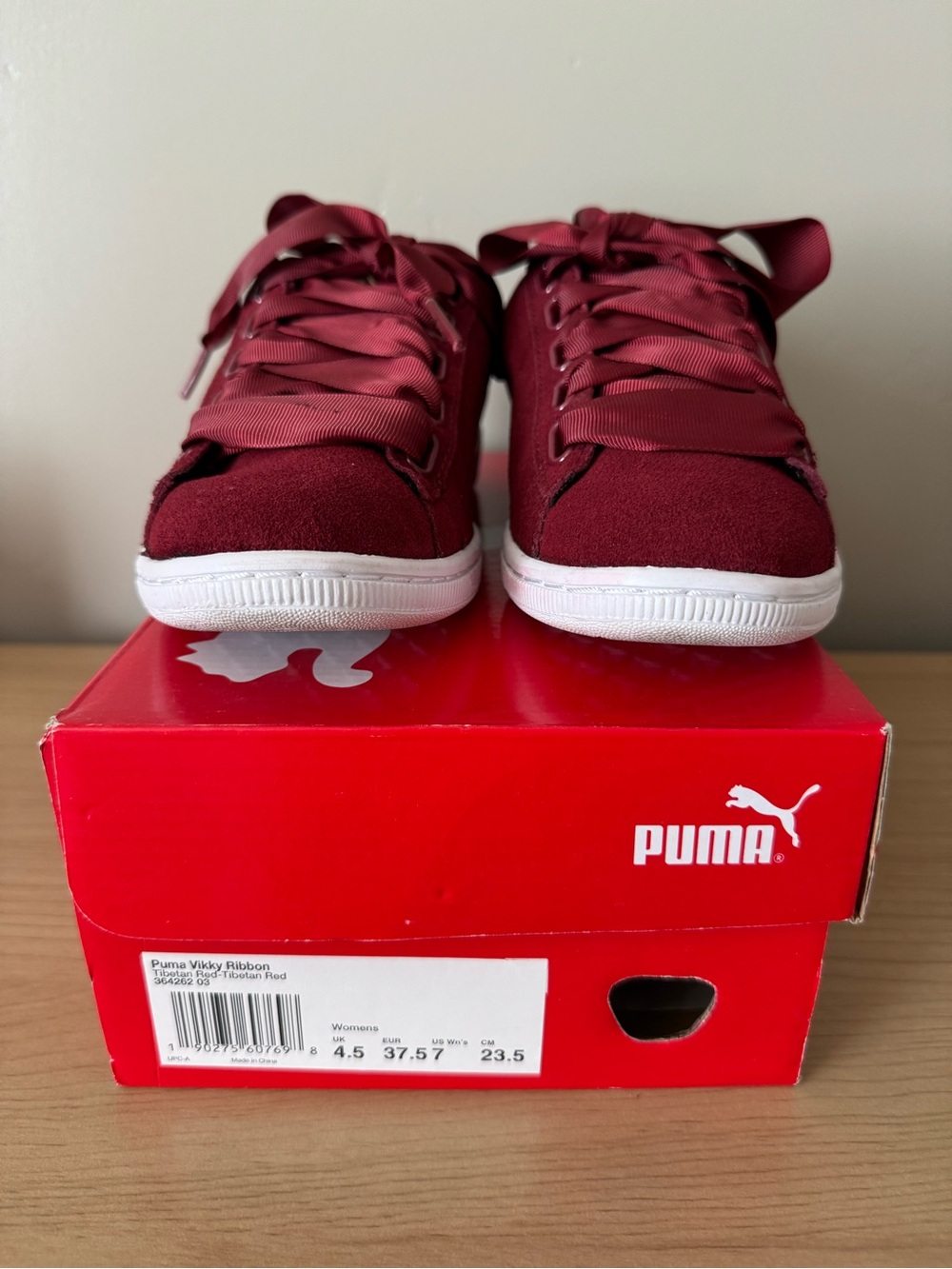 Puma Women’s Burgundy Vikky Ribbon Lace Sneakers